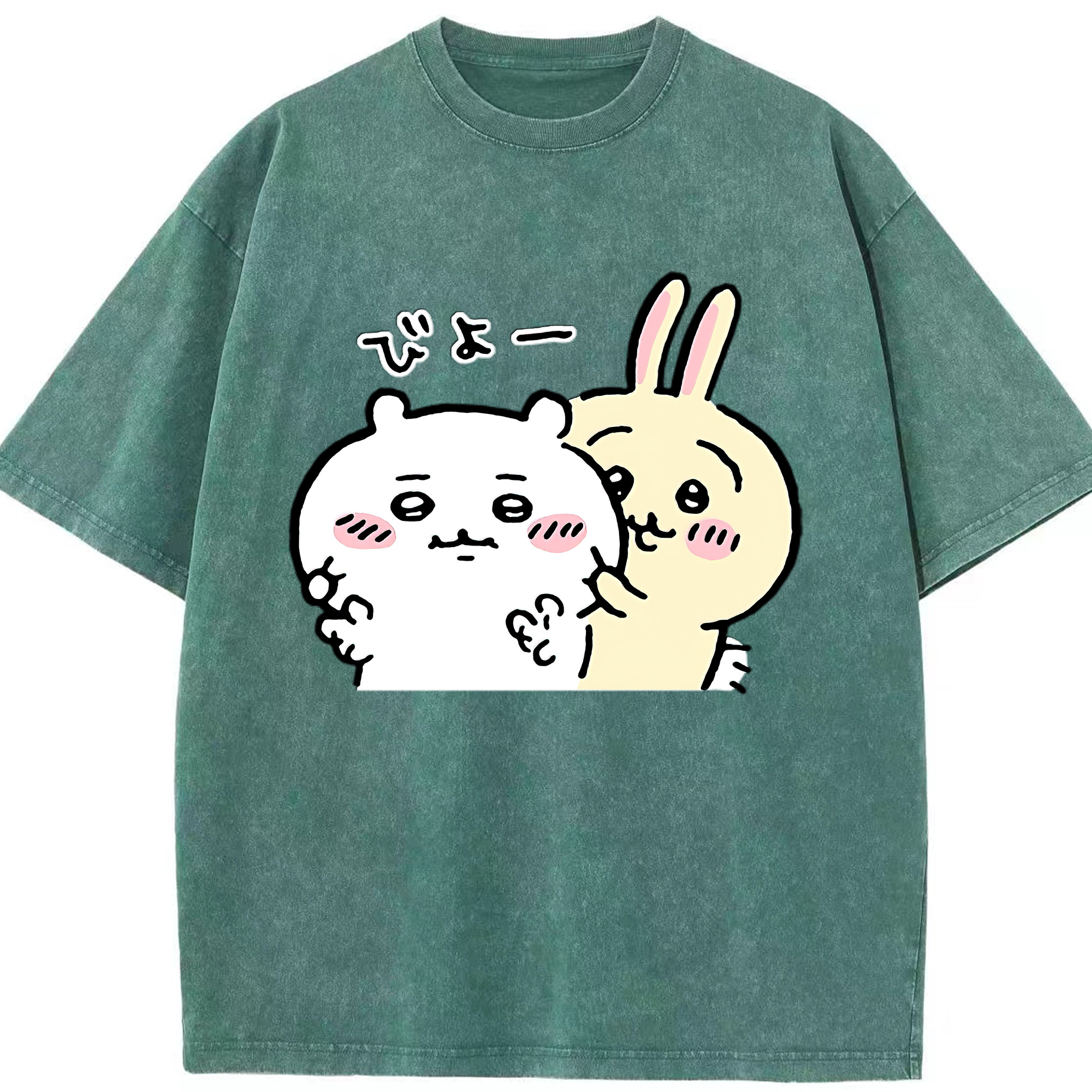 （画像用） ちいかわ うさぎ Chii-kawa usagi 綿100% ヴィンテージ風 半袖Tシャツ（フロントプリント）